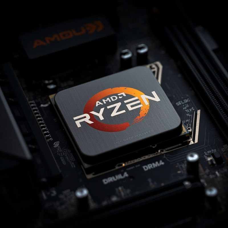AMD Ryzen 5 processor installed on an AM4 motherboard with DDR4 RAM.