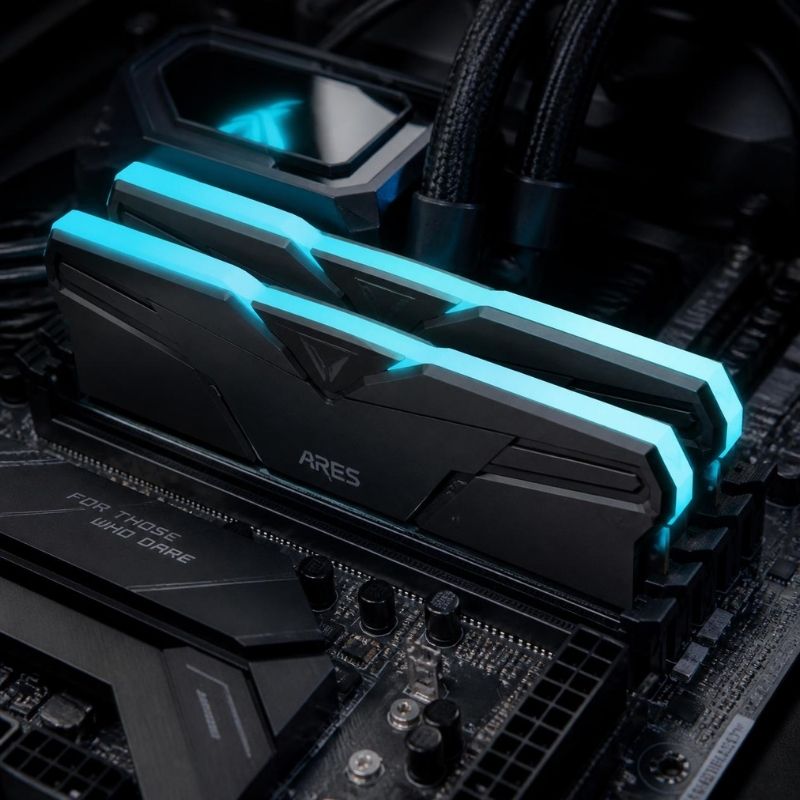 Dynamic high-speed system memory RAM sticks running on a gaming computer.